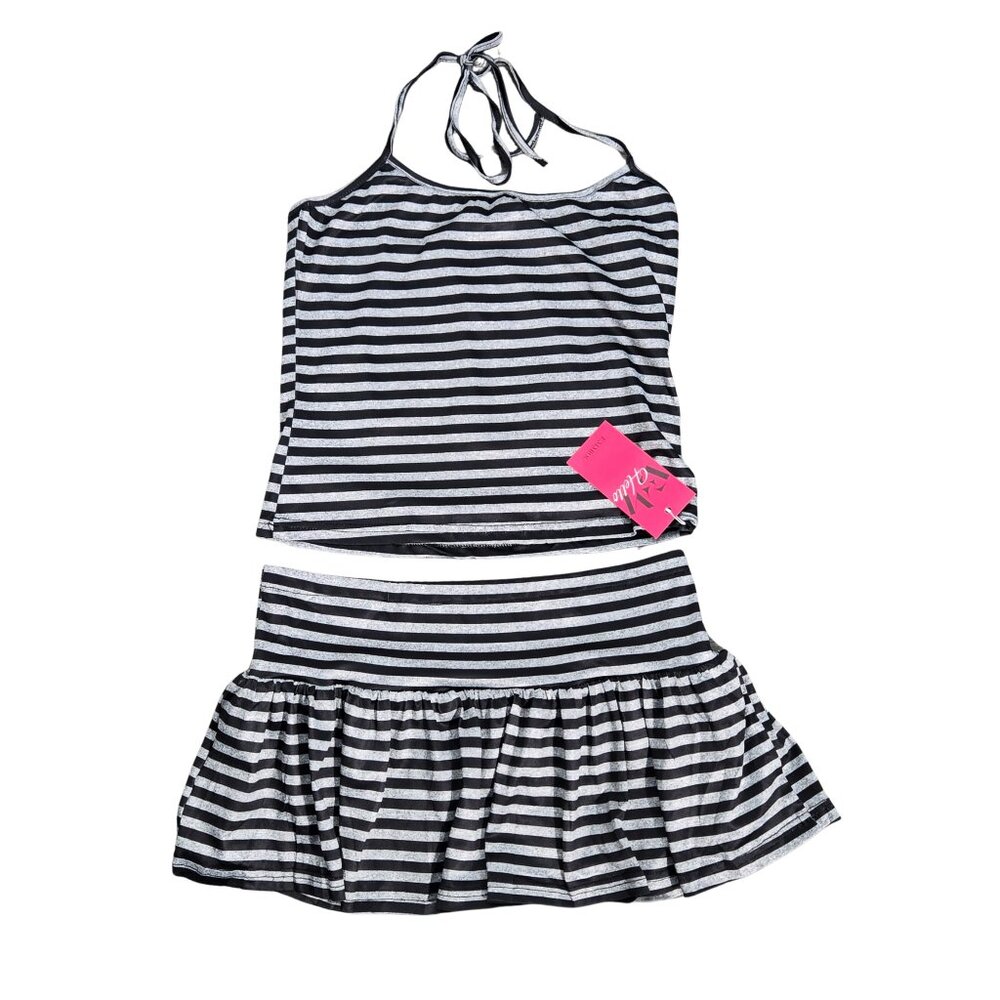 NWT | Striped Black & White Halter Skirt Set